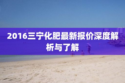 2016三宁化肥最新报价深度解析与了解