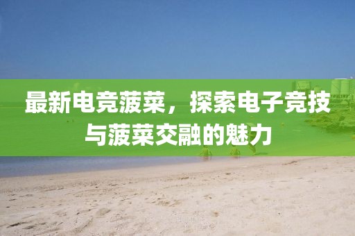 最新电竞菠菜，探索电子竞技与菠菜交融的魅力