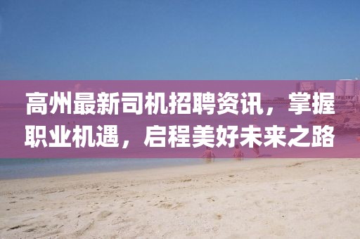 高州最新司机招聘资讯，掌握职业机遇，启程美好未来之路