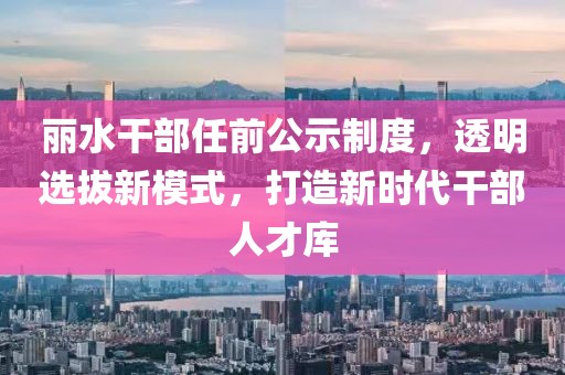 丽水干部任前公示制度，透明选拔新模式，打造新时代干部人才库
