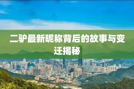 二驴最新昵称背后的故事与变迁揭秘