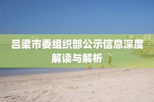 吕梁市委组织部公示信息深度解读与解析