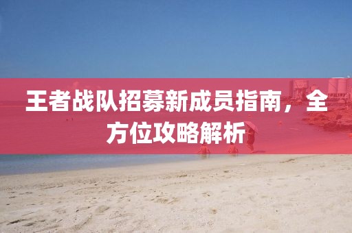 王者战队招募新成员指南，全方位攻略解析