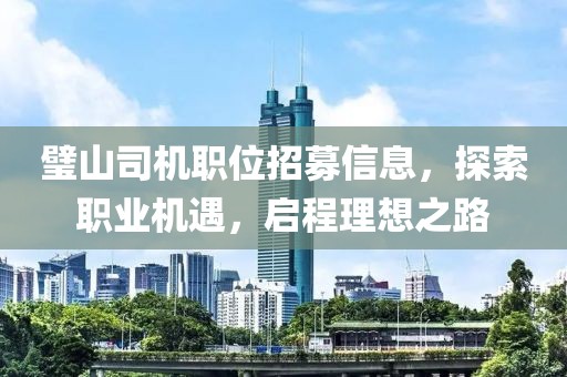 璧山司机职位招募信息，探索职业机遇，启程理想之路