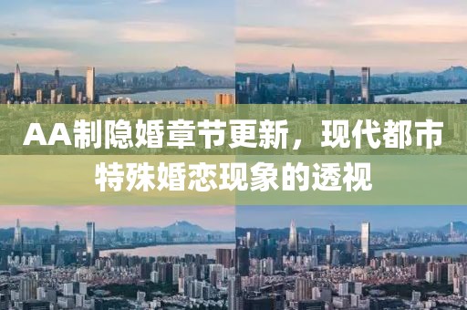 AA制隐婚章节更新，现代都市特殊婚恋现象的透视