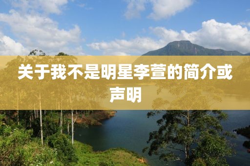 关于我不是明星李萱的简介或声明