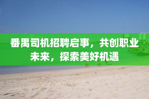 番禺司机招聘启事，共创职业未来，探索美好机遇