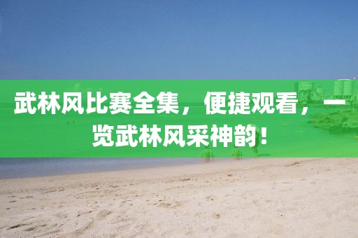 武林风比赛全集，便捷观看，一览武林风采神韵！